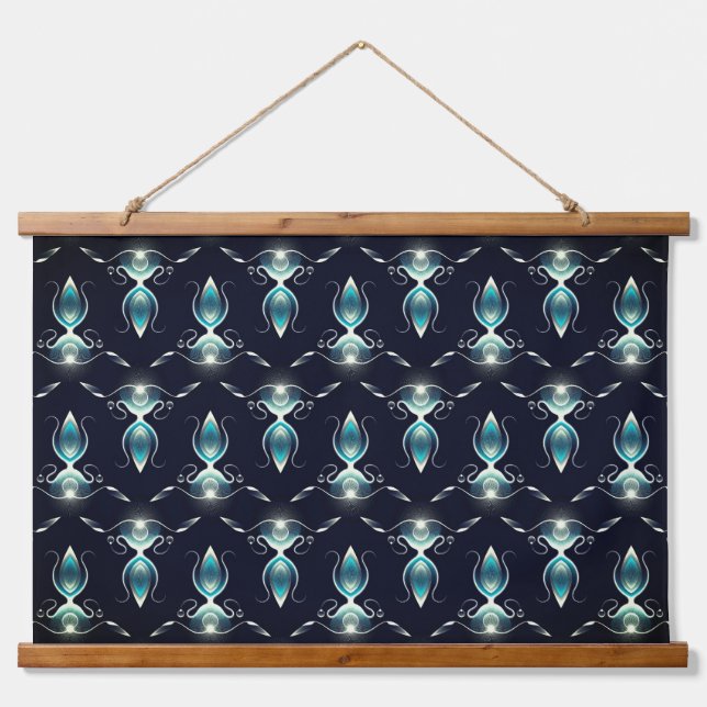 Classy Look of Blue Gems with Glowing Light Hanging Tapestry (Front)