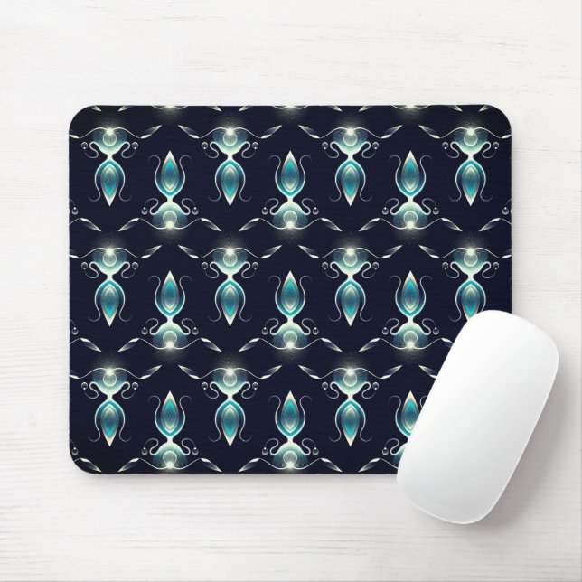 Classy Look of Blue Gems with Glowing Light Mouse Pad (With Mouse)