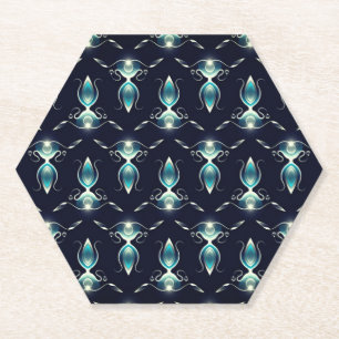 Classy Look of Blue Gems with Glowing Light Paper Coaster