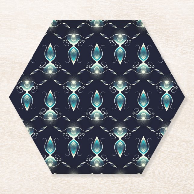 Classy Look of Blue Gems with Glowing Light Paper Coaster (Front)