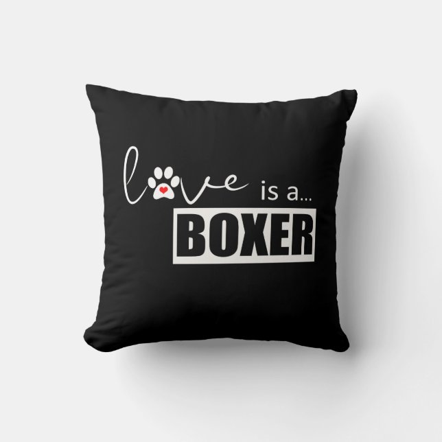 Classy Love is a Boxer Throw Pillow (Front)