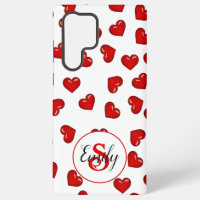 Classy lovers Red heart on white Custom monogram