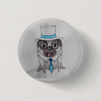 Classy Lug the Pug Badge 1 Inch Round Button