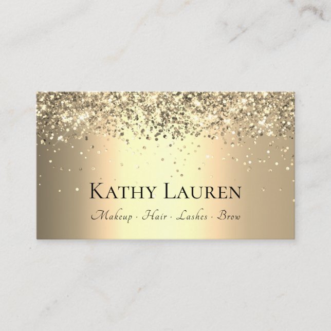 Classy Luxurious Light Gold Glitter Customizable Business Card (Front)