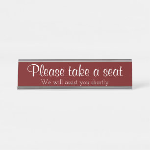 Classy, Luxurious "Please take a seat" Desk Name Plate