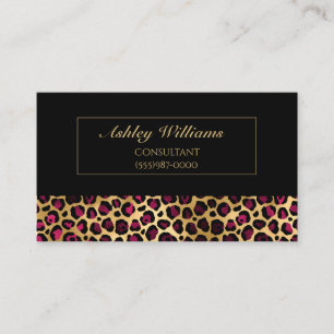 Classy Luxury Gold & Burgundy Leopard Design Business Card