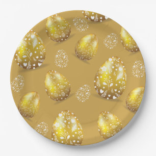 Classy Luxury Gold Easter Eggs Paper Plate