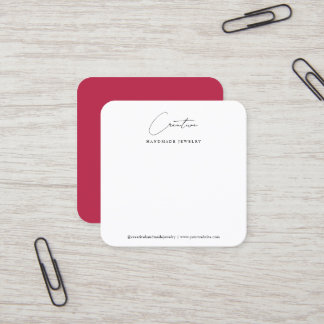 Classy Magenta Handwritten Script Jewellery Displa Square Business Card
