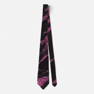Classy Magenta Pink Black Marble Pattern  Tie