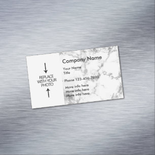 Classy Marble Look Photo Template Magnetic Business Card