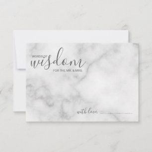 Classy Marble Modern Script Wedding Advice Card