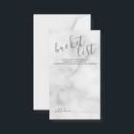 Classy Marble Modern Script Wedding Bucket List Advice Card<br><div class="desc">Add a personal touch to your wedding with a modern script wedding bucket list card.
This card features title in grey modern calligraphy font style and details in grey modern sans serif font style on white marble background.</div>