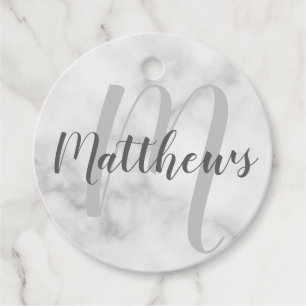 Classy Marble Personalized Monogram & Family Name Favour Tags
