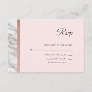 Classy Marble Rose Gold Foil RSVP Menu Wedding