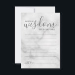 Classy Marble Wedding Advice and Wishes Card<br><div class="desc">Add a personal touch to your wedding with a modern script wedding advice and wishes card. This advice card features title 'words of wisdom' with details in gery script and sans serif font style on white marble background. Perfect for wedding, baby shower, birthday party, bridal shower, bachelorette party and any...</div>