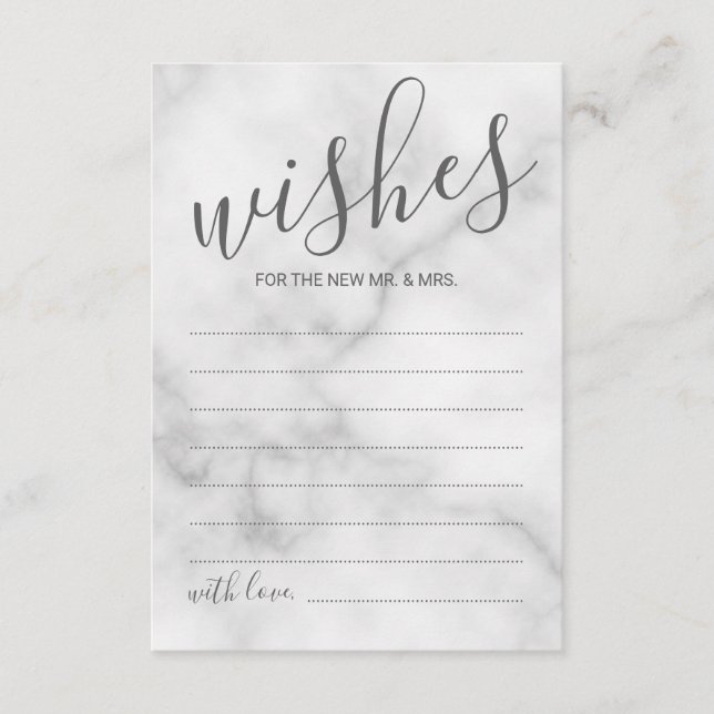 Classy Marble Wedding Advice and Wishes Card (Front)