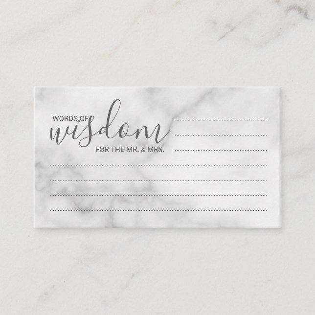 Classy Marble Wedding Advice and Wishes Card (Front)