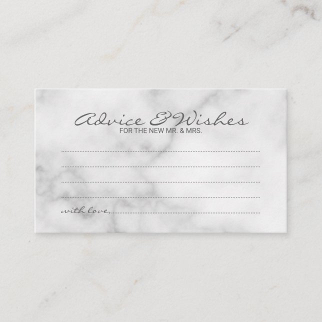 Classy Marble Wedding Advice and Wishes Card (Front)