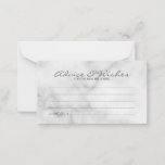 Classy Marble Wedding Advice and Wishes Card<br><div class="desc">Add a personal touch to your wedding with an elegant wedding advice and wishes card. This advice card features title in grey modern elegant calligraphy font style and details in grey modern sans serif font style on white marble background. Perfect for wedding, baby shower, birthday party, bridal shower, bachelorette party...</div>