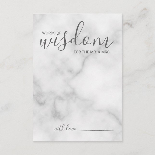Classy Marble Wedding Advice and Wishes Card (Front)