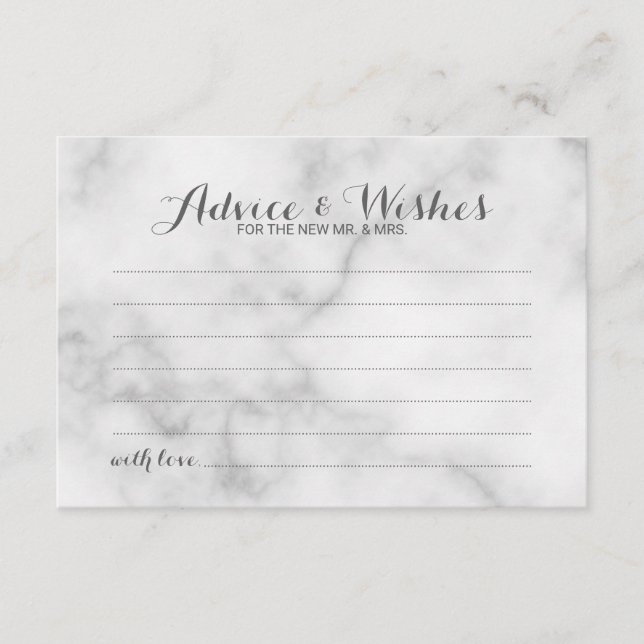 Classy Marble Wedding Advice and Wishes Card (Front)