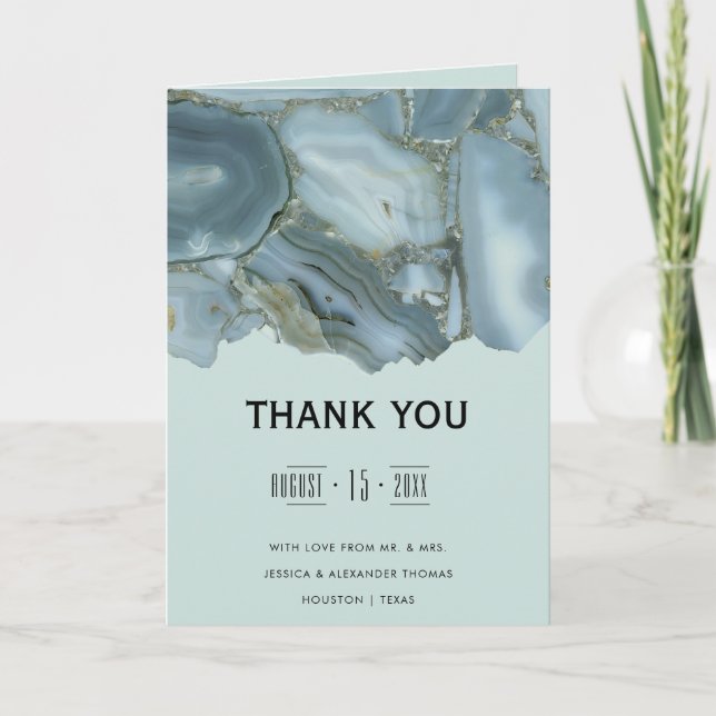 Classy Marble Wedding Thank You Card (Front)