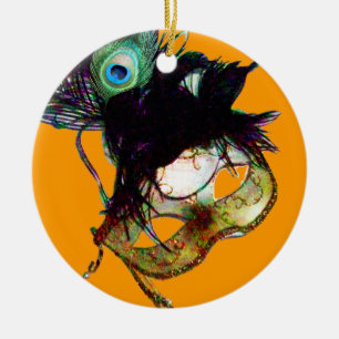 CLASSY MARDI GRAS MASQUERADE PARTY CERAMIC ORNAMENT