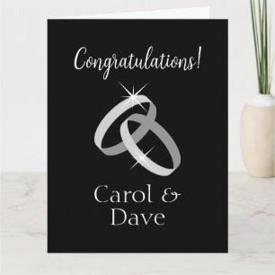 Classy mariage anneaux noir et blanc carte de voeu