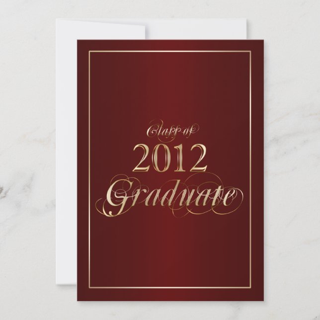 Classy Maroon and Gold 2012 Graduate Invitation (Front)