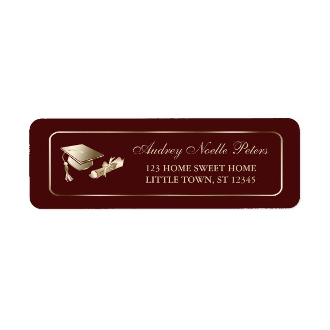 Classy Maroon and Gold Graduate Address Labels (Front)