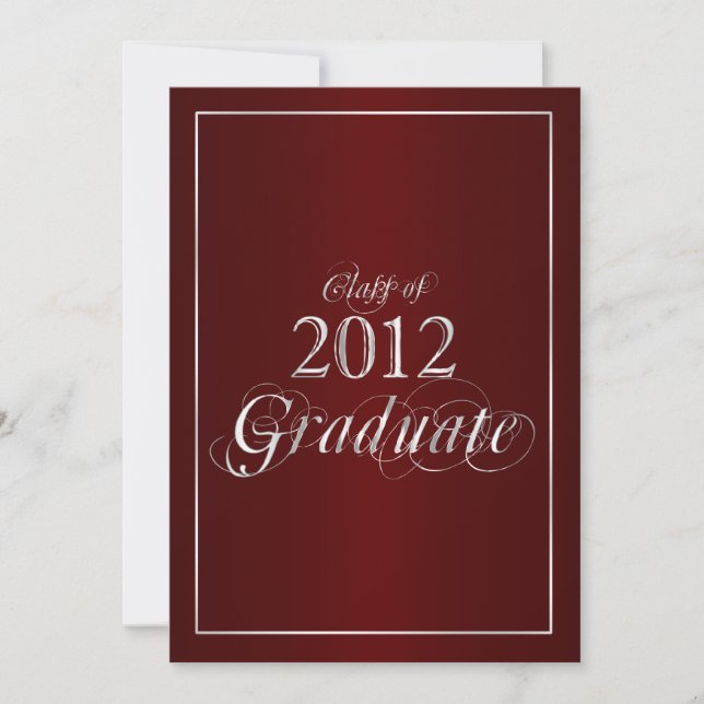 Classy Maroon and Silver 2012 Graduate Invitation (Front)