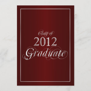 Classy Maroon and Silver 2012 Graduate Invitation