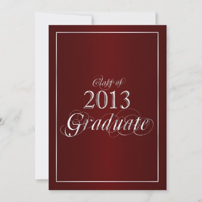 Classy Maroon and Silver 2013 Graduate Invitation (Front)