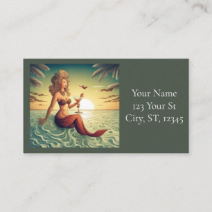 Classy Martini Mermaid Thunder_Cove  Business Card