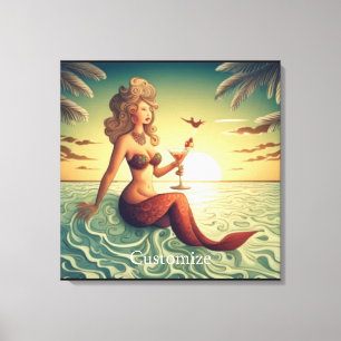 Classy Martini Mermaid Thunder_Cove Canvas Print
