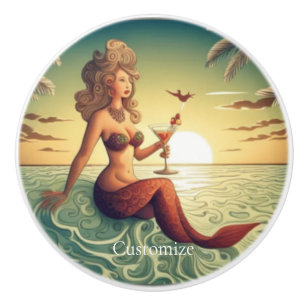 Classy Martini Mermaid Thunder_Cove Ceramic Knob