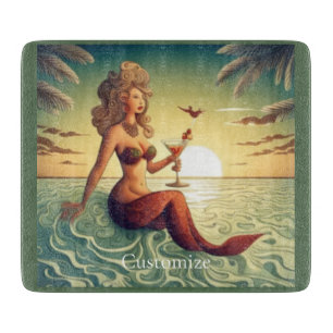 Classy Martini Mermaid Thunder_Cove  Cutting Board