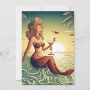 Classy Martini Mermaid Thunder_Cove  Invitation
