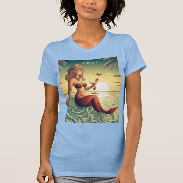 Classy Martini Mermaid Thunder_Cove  T-Shirt (Front)