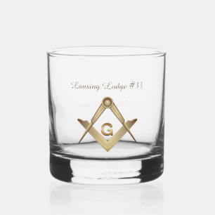 Classy Masonic Monogrammed Whiskey Glass