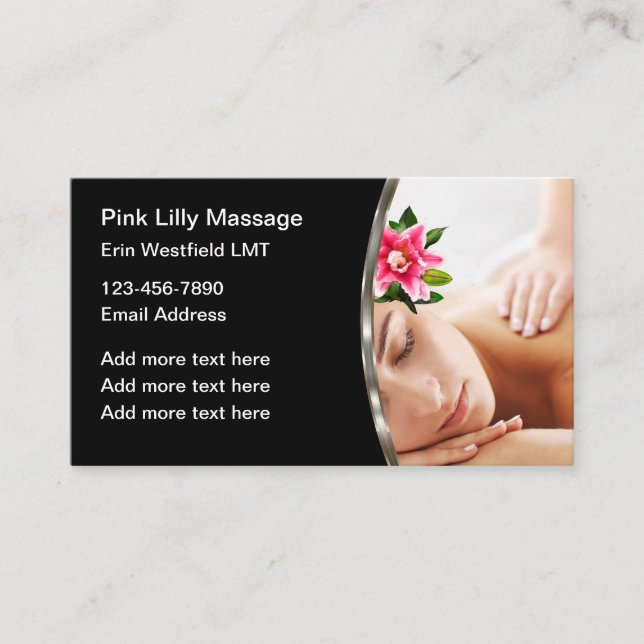 Classy Massage Therapy Business Cards (Front)