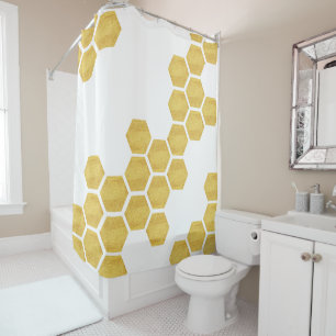 Classy Matte Gold & White Hexagons Geometric