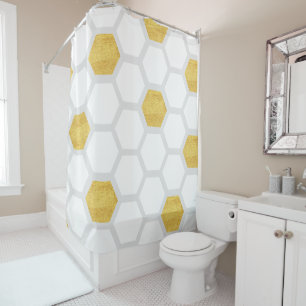 Classy Matte Gold & White Hexagons Modern