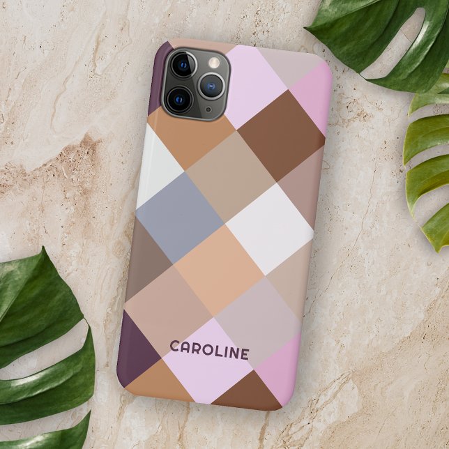 Classy Mauve Pink Peach Orange Violet Pink Mosaic iPhone Case (Creator Uploaded)