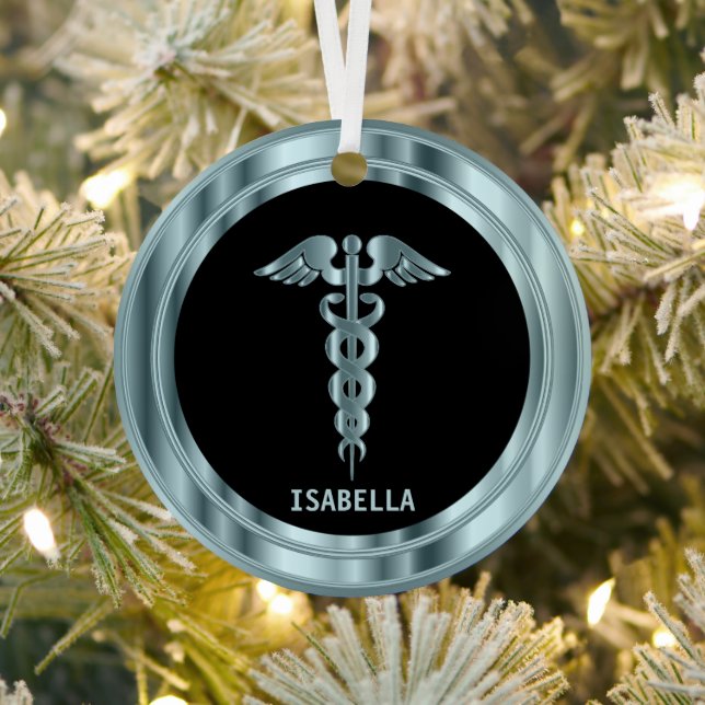 Classy Medical 👨‍⚕️ - Black and Blue  Metal Ornament (Insitu)