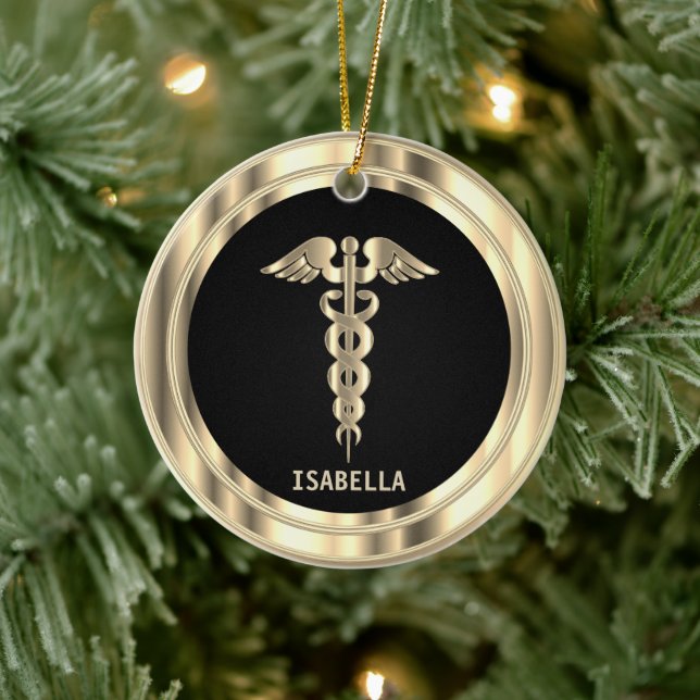 Classy Medical 👨‍⚕️ - Black and Gold Ceramic Ornament (Tree)