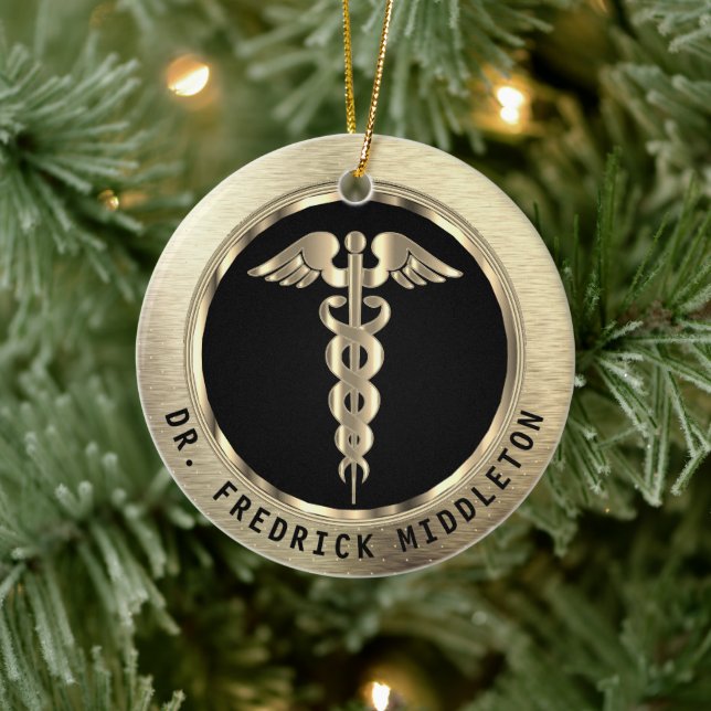 Classy Medical 👨‍⚕️ - Black and Gold  Ceramic Ornament (Tree)