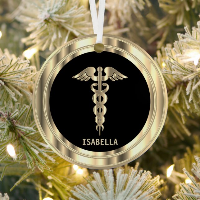 Classy Medical 👨‍⚕️ - Black and Gold  Metal Ornament (Insitu)