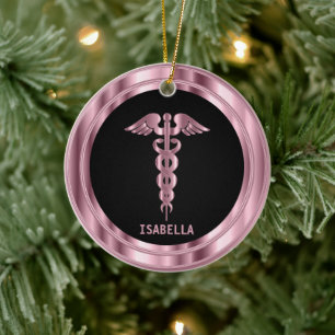 Classy Medical 👨‍⚕️ - Black and Pink Ceramic Ornament