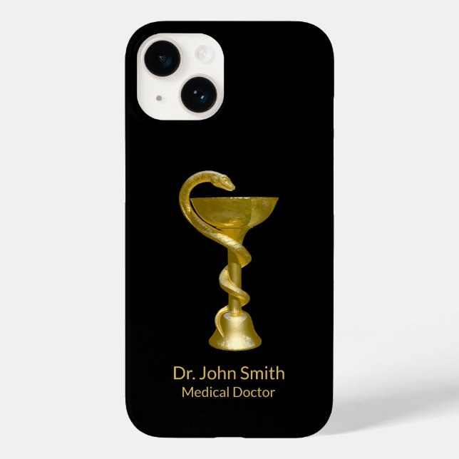 Classy Medical Bowl Hygieia Gold Snake Caduceus Case-Mate iPhone Case (Back)